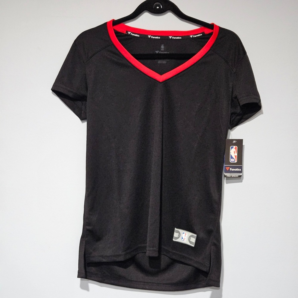 NEW Fanatics Women's Small FastBreak‎ Alt Jersey Black Red V-Neck Short Sleeve